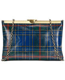 Patricia Nash Asher Frame Clutch Blue Green Tartan Plaid