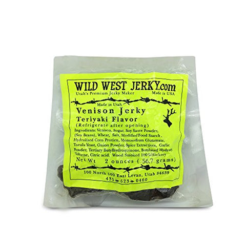 Premium Delicious 100% Natural Venison Teriyaki 2 OZ. Wild West Jerky