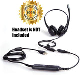 Premium Headset QD (Quick Disconnect) Connector to USB Adapter Cable w/Volume Adjuster, Mute for Speaker & Microphone Compatible with Any Plantronics and AvimaBasics QD Plug Headset