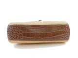 Giani Bernini Double Zip Straw Crocodile Crossbody, Tobacco Natural/Gold