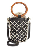 I.N.C. Fisherman Bucket Bag, Black/Gold