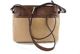 Giani Bernini Double Zip Straw Crocodile Crossbody, Tobacco Natural/Gold