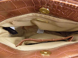 Giani Bernini Double Zip Straw Crocodile Crossbody, Tobacco Natural/Gold