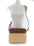 Giani Bernini Double Zip Straw Crocodile Crossbody, Tobacco Natural/Gold