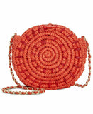 New Inc Straw Circle Crossbody - Flame/gold
