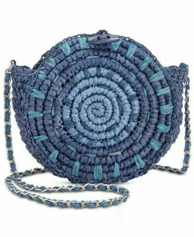 I.N.C. International Concepts Straw Circle Crossbody, Blue
