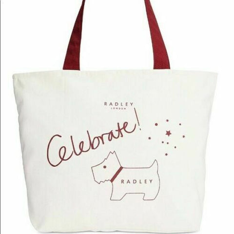 Radley London (Authentic) Celebrate Canvas Top Zip Tote Red - New with Tag